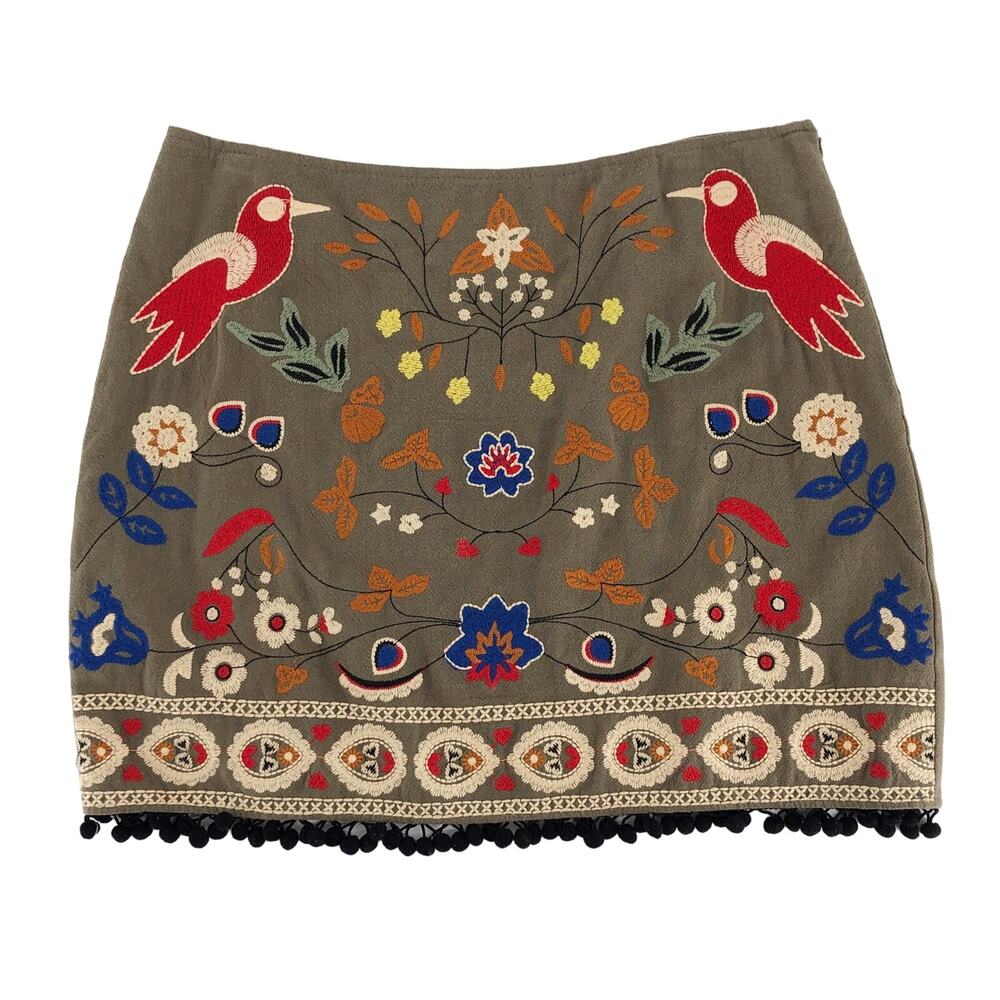 UMGEE embroidered bird mini skirt